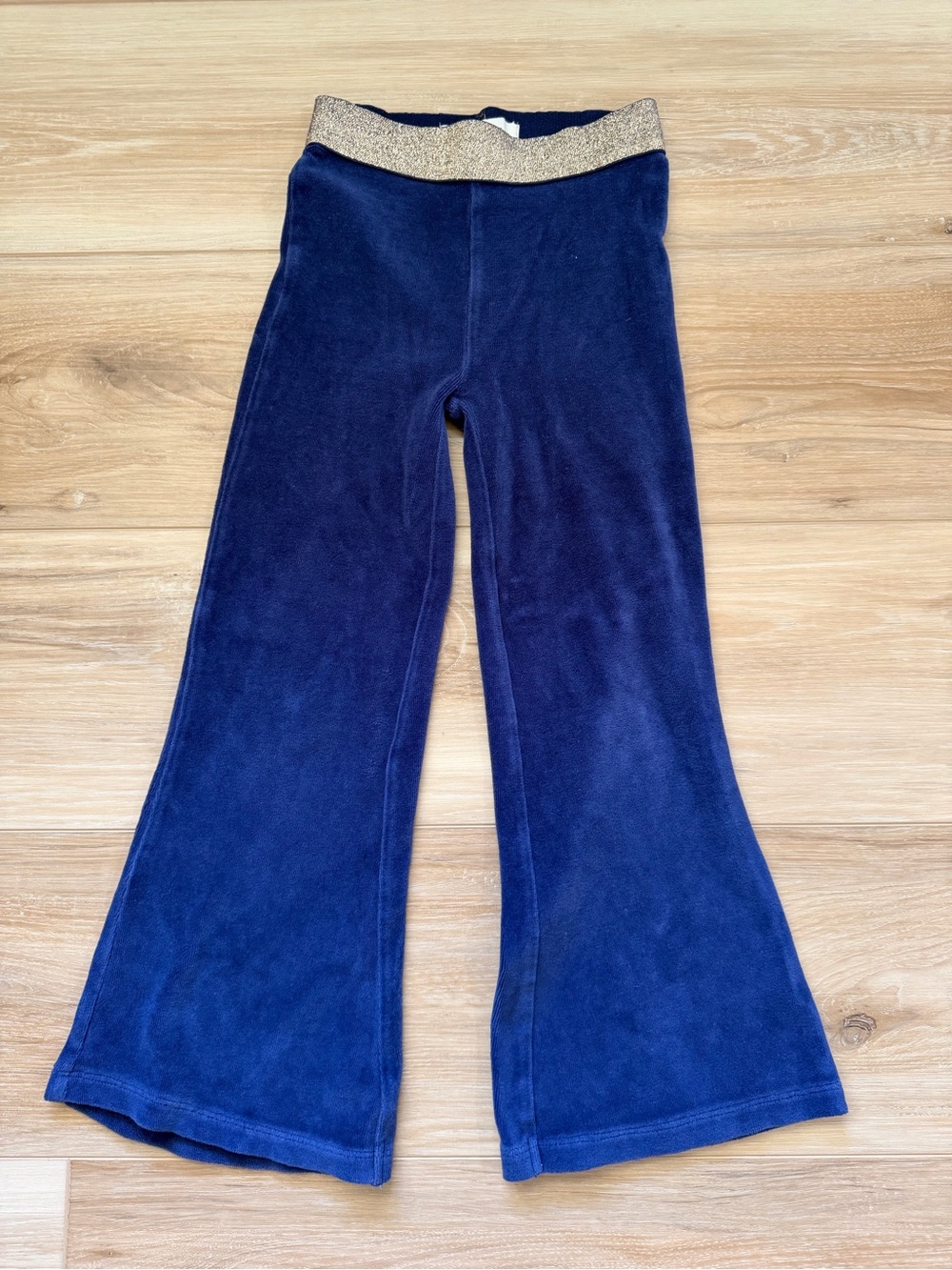 Mini Boden Navy Cotton Flare Leggings with Gold Waistband